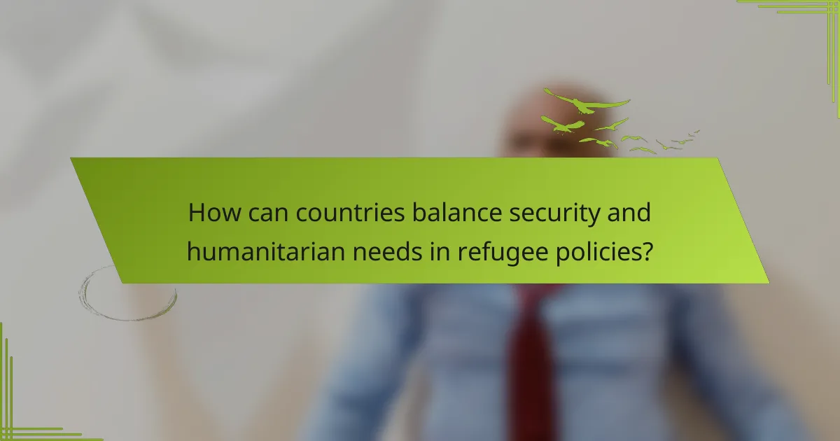 How can countries balance security and humanitarian needs in refugee policies?