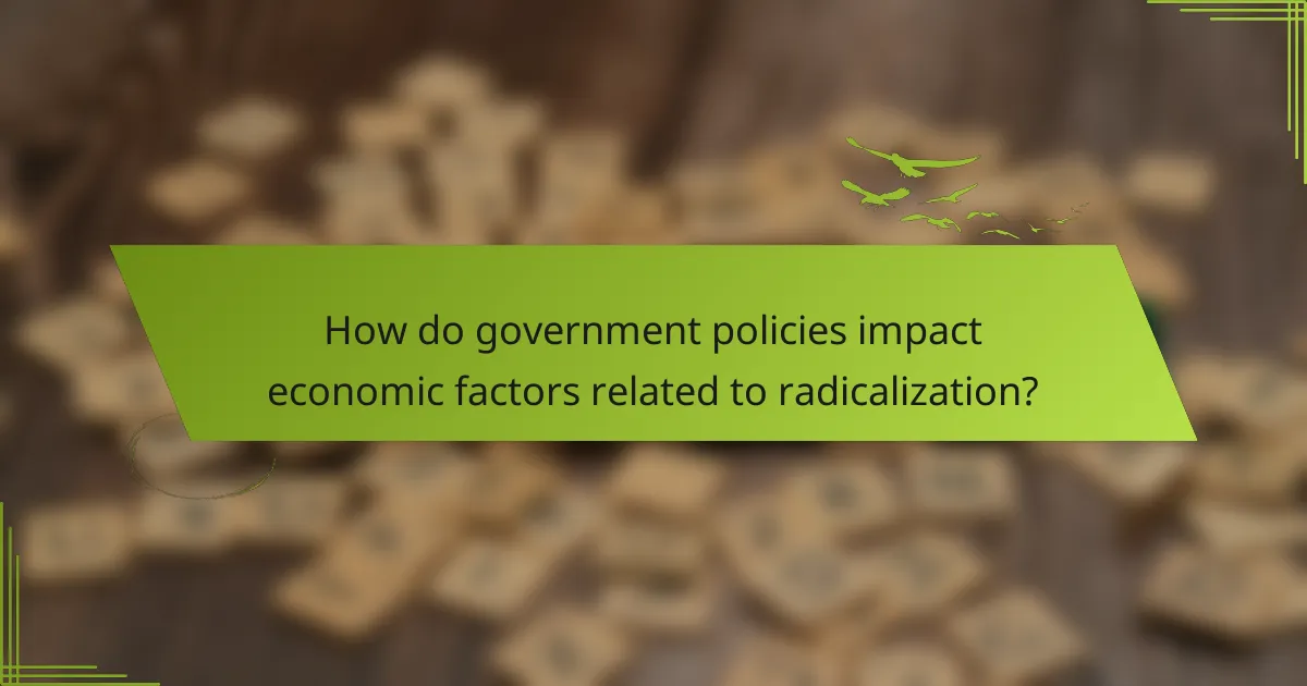 How do government policies impact economic factors related to radicalization?